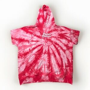 Paper Planes Hoodie Mens 2XL Red Tie Dye Short Sleeve Roc Nation Streetwear Gym